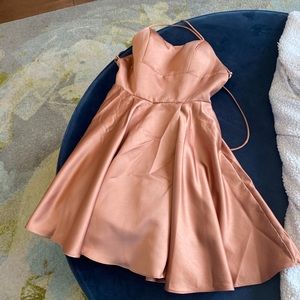 Copper stain  A -line lace back homecoming dress